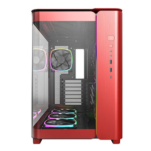 Montech KING 95 Pro  Curved Tempered Glass ATX Mid-Tower Gaming PC Case - Red (6 ARGB Fans Included)
