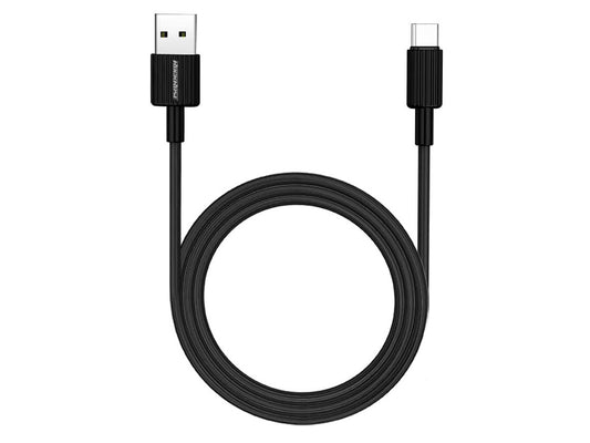 Rockrose 2.4A 1M USB-C PVC Black with Hairline Pattern Black