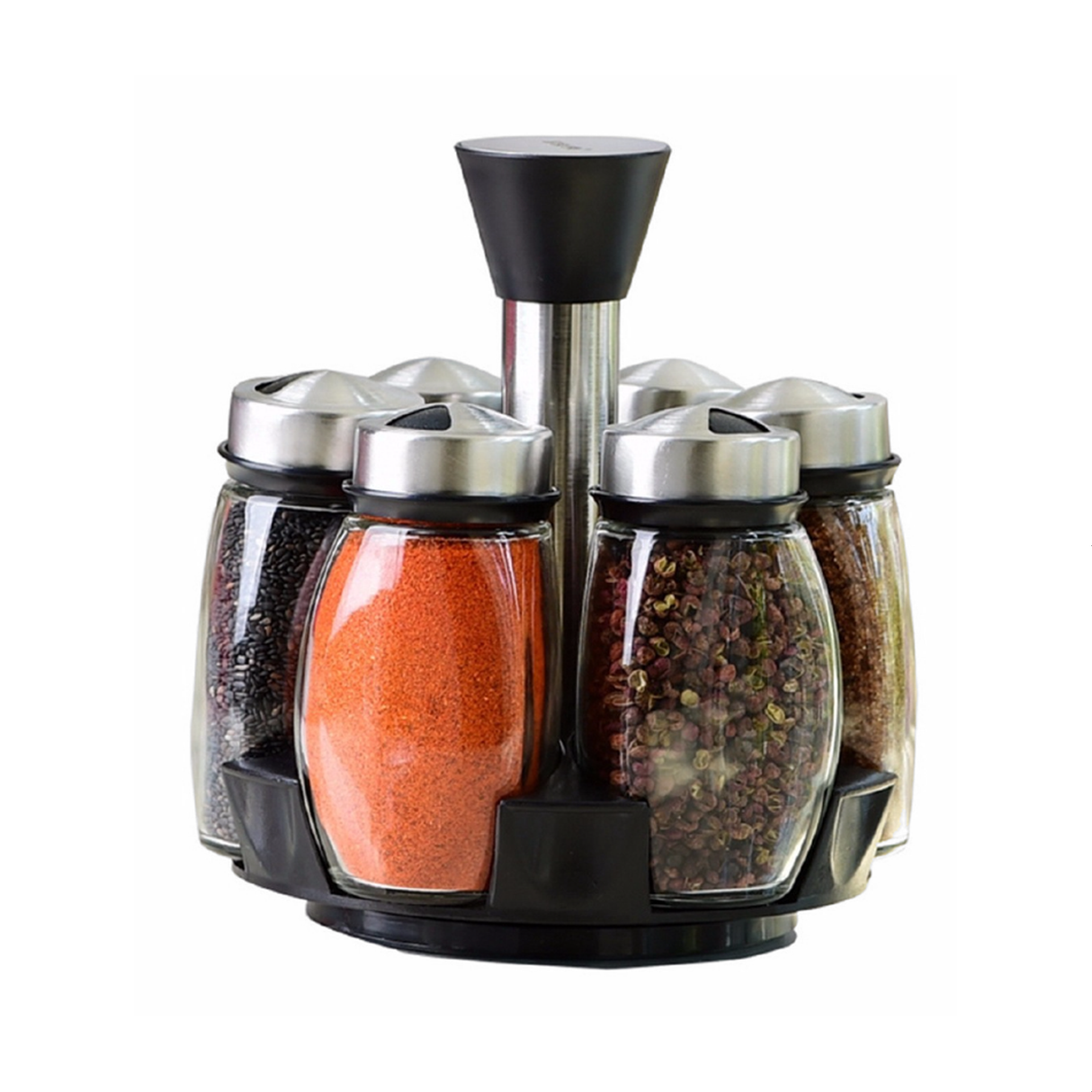 طقم 6 برطمانات توابل دوارة للمطبخ