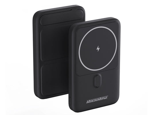 Rockrose 10000mAh Magnetic Wireless Charge Power Bank With Kickstand - Black