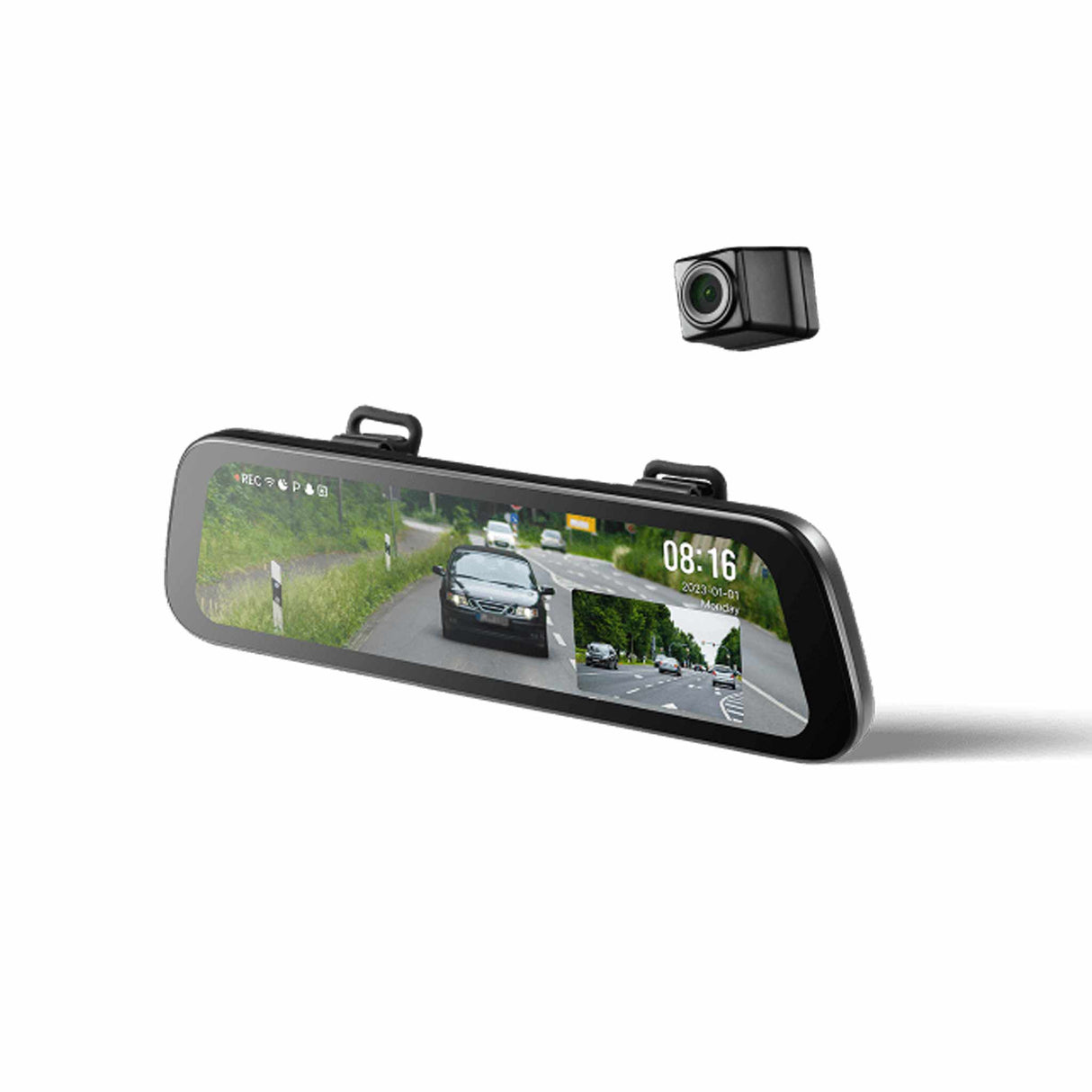 70 مي كاميرا الرؤية الخلفية للسيارة S500 بدقة 3K HDR وشاشة لمس مقاس 9 بوصات ومكثف فائق