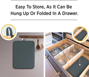 وسادة تجفيف متعددة الوظائف فائقة الامتصاص للمطبخ مع رف تجفيف للأطباق والأواني الزجاجية وأدوات المائدة - 60 × 45 سم