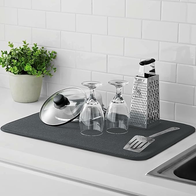وسادة تجفيف متعددة الوظائف فائقة الامتصاص للمطبخ مع رف تجفيف للأطباق والأواني الزجاجية وأدوات المائدة - 60 × 45 سم