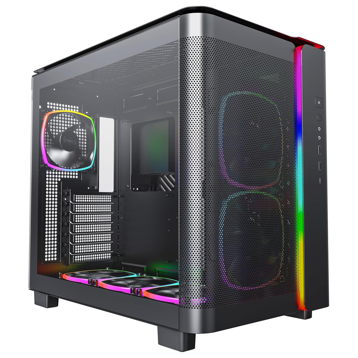 MONTECH KING 95 PRO Curved Tempered Glass ATX Mid-Tower Gaming PC Case - Black (6 ARGB Fans Included)