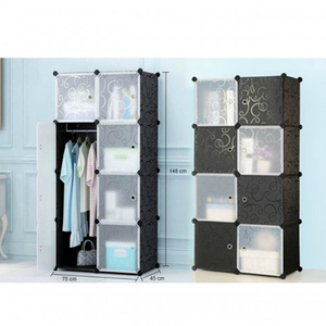 خزانة ملابس متعددة الاستخدامات مقاومة للماء مكونة من 8 مكعبات من السلك المعدني للتخزين – أسود