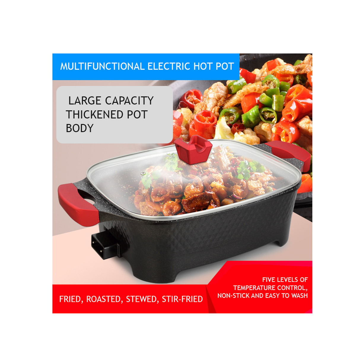 وعاء الطهي الكهربائي متعدد الوظائف 9 في 1 – سعة 12 لتر