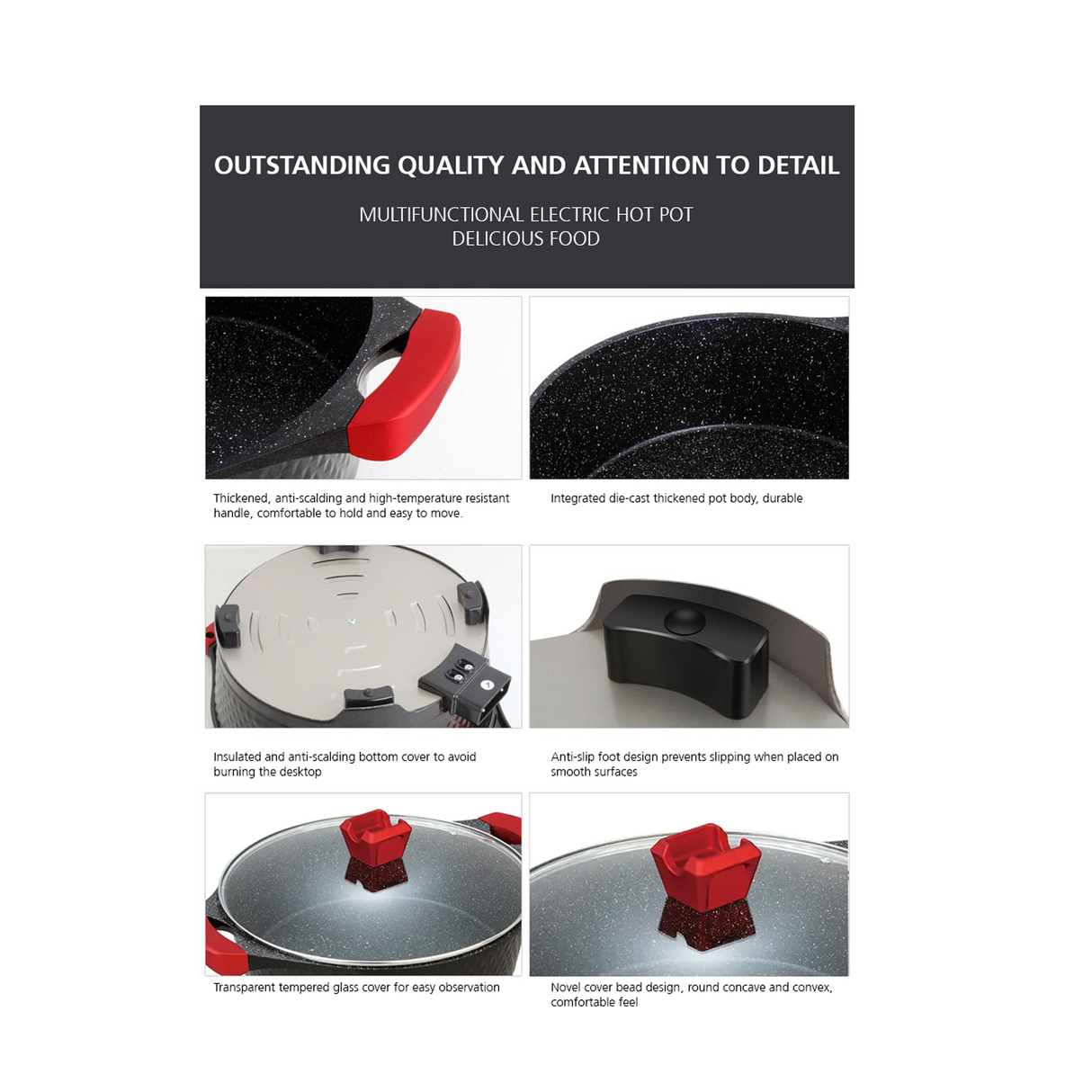 وعاء طهي كهربائي متعدد الاستخدامات 9 في 1 – بسعة 9 لترات