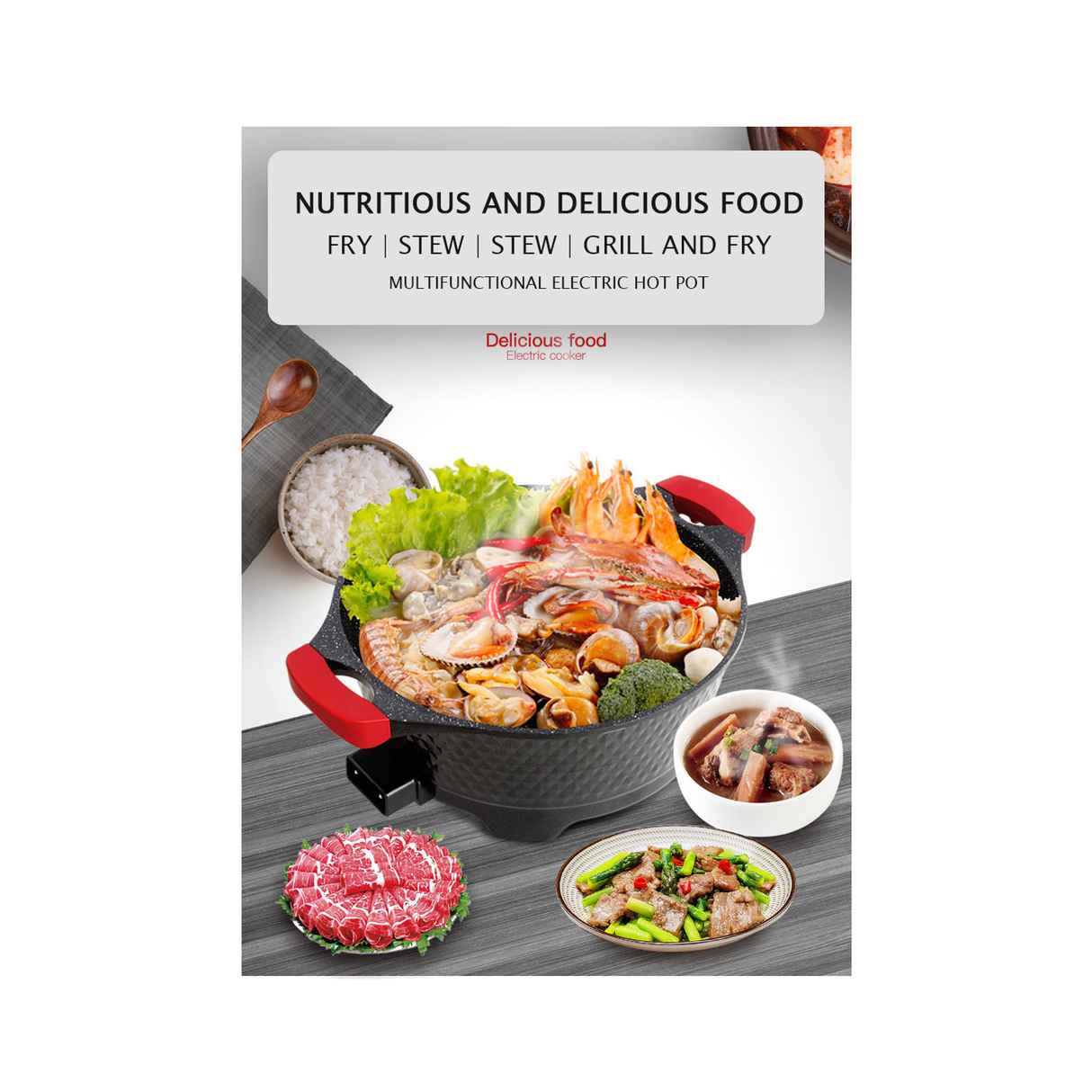 وعاء طهي كهربائي متعدد الاستخدامات 9 في 1 – بسعة 9 لترات