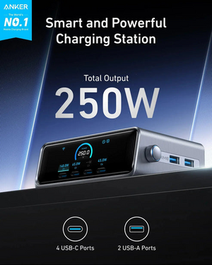Anker Prime Charger (250W - 6 Ports - GaNPrime) - Silver - Zayoom