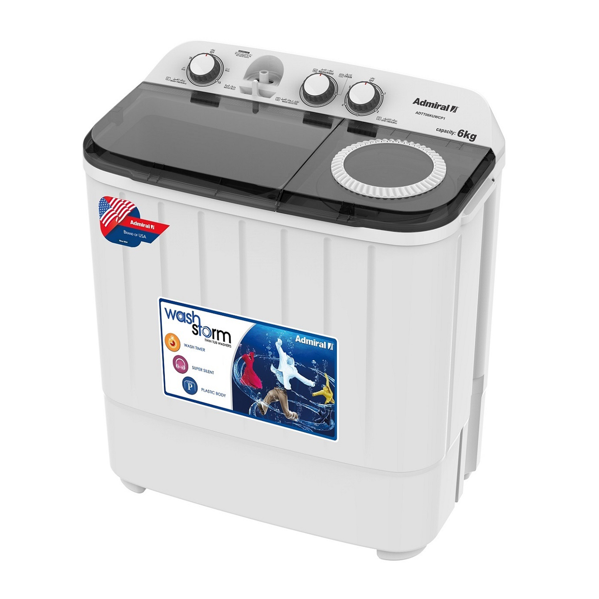 Admiral Twin Tub Washing Machine 6kg - White