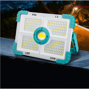 مصباح إسقاط ليد شمسي خارجي متطور منفصل مع جهاز تحكم عن بعد – 100 واط