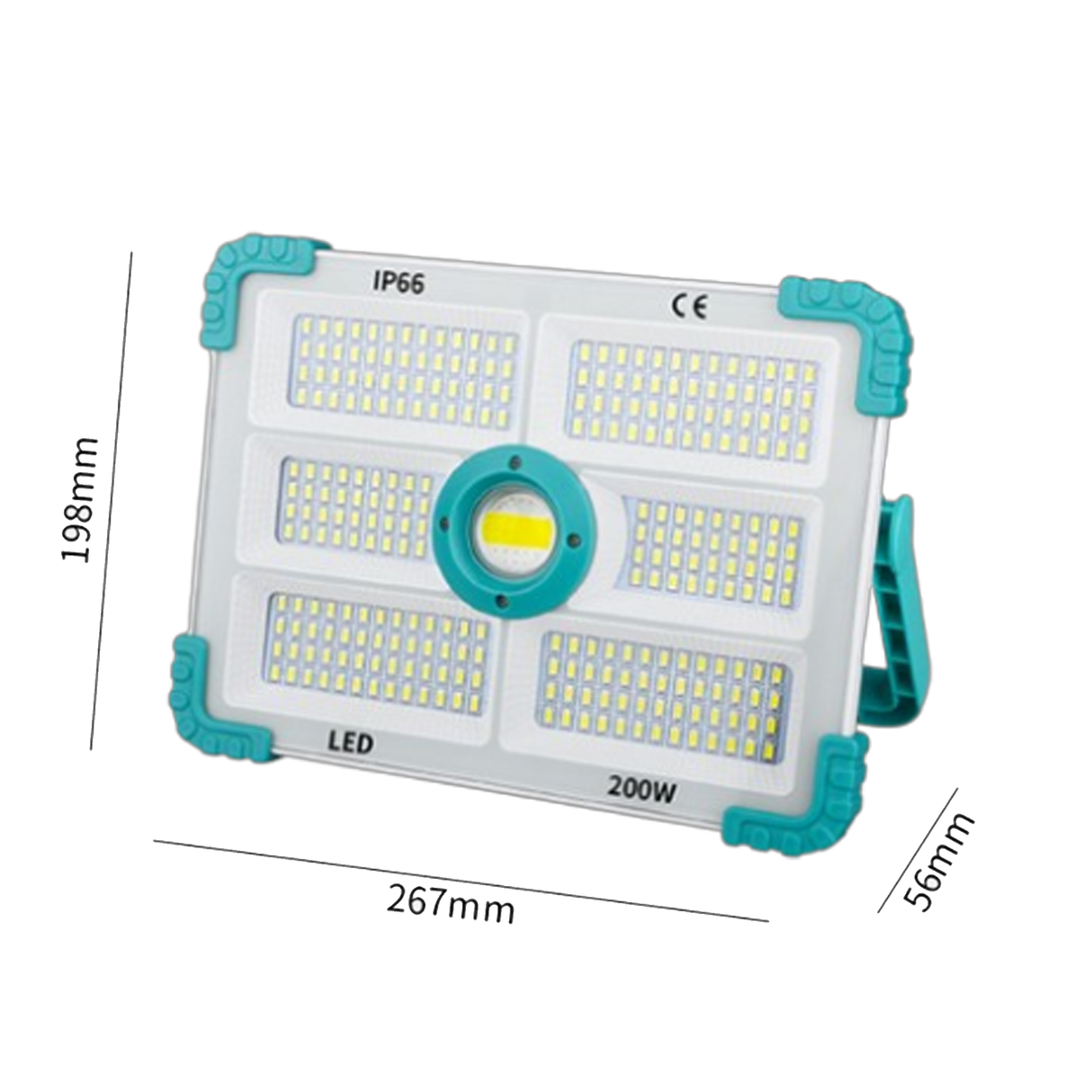 مصباح إسقاط ليد شمسي قابل للفصل بقدرة 200 واط مع جهاز تحكم عن بعد – إضاءة خارجية للحدائق والشوارع والمزيد
