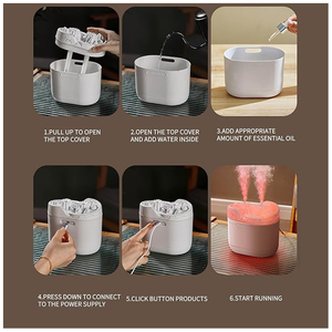 مرطّب هواء وناشر زيوت عطرية مع ضوء ليلي بركاني ملون - 300 مل - أبيض