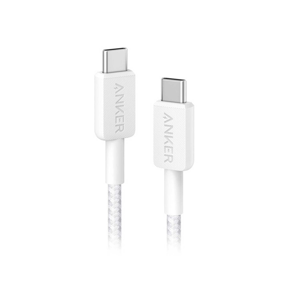 أنكر 322- كابل USB-C إلى USB-C - 6 أقدام - نايلون 6 - أبيض