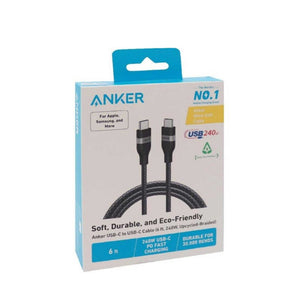Anker USB-C To USB-C Cable - 6Ft 240W Braided - Black
