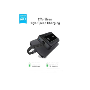 Anker Zolo Powercore - 10000mAh - PD 30W - Built-In USB-C Cable - Black - Zayoom