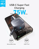 Anker Nano Car Charger (75W, USB-C Port, Built-in Retractable USB-C Cable) - Silver - Zayoom