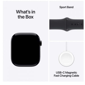 ابل ساعة الجيل العاشر جي بي اس + هيكل من الألومنيوم باللون الأسود اللامع مقاس 46 ملم - مع حزام رياضي أسود - مقاس  وسط / لارج