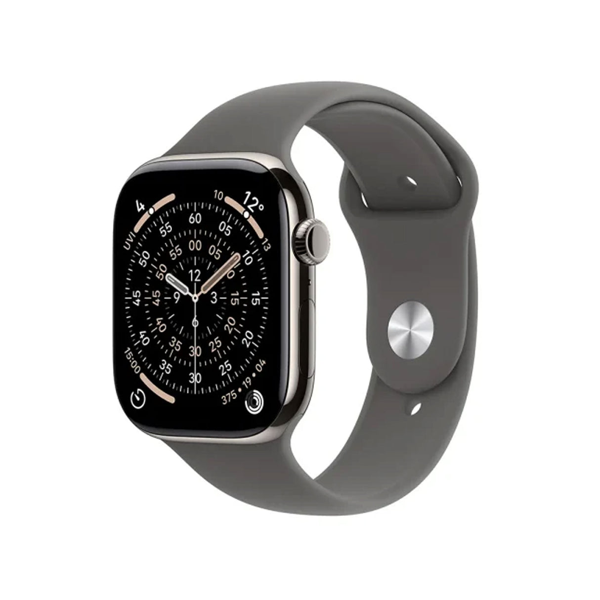 Apple Watch Series 11 GPS + Cellular 42mm Natural Titanium Case With Stone Grey Sport Band - S/M