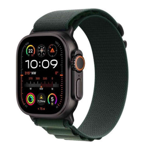 ساعة آبل ألترا 2 GPS + خلوية 49 مم علبة تيتانيوم سوداء - مع حلقة ألبين داكنة خضراء - متوسطة