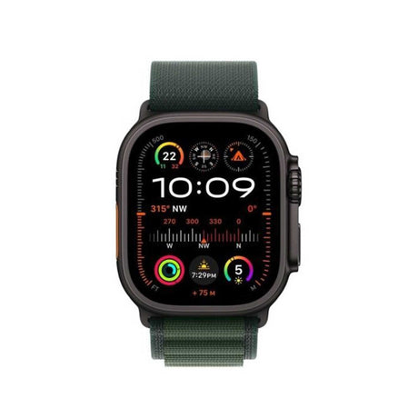 ساعة آبل ألترا 2 GPS + خلوية 49 مم علبة تيتانيوم سوداء - مع حلقة ألبين داكنة خضراء - متوسطة