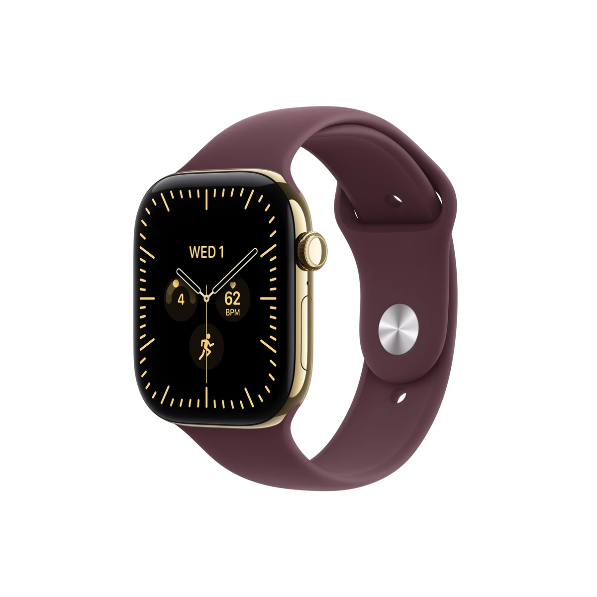 Apple Watch Series 12 GPS + Cellular 46mm Radiant Gold Titanium Case with Burgundy Sport Band - M/L-Middle East