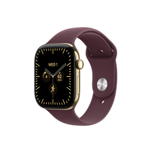 Apple Watch Series 12 GPS + Cellular 46mm Radiant Gold Titanium Case with Burgundy Sport Band - M/L-Middle East