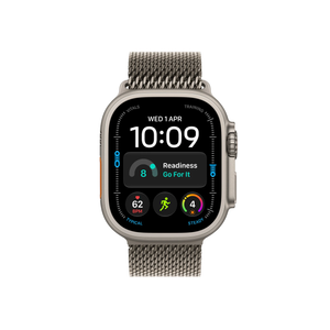 أبل ساعة ألترا 4 جي بي إس + اتصال خلوي 49 مم هيكل تيتانيوم طبيعي مع سوار ميلانيز تيتانيوم طبيعي - وسط - الشرق الأوسط