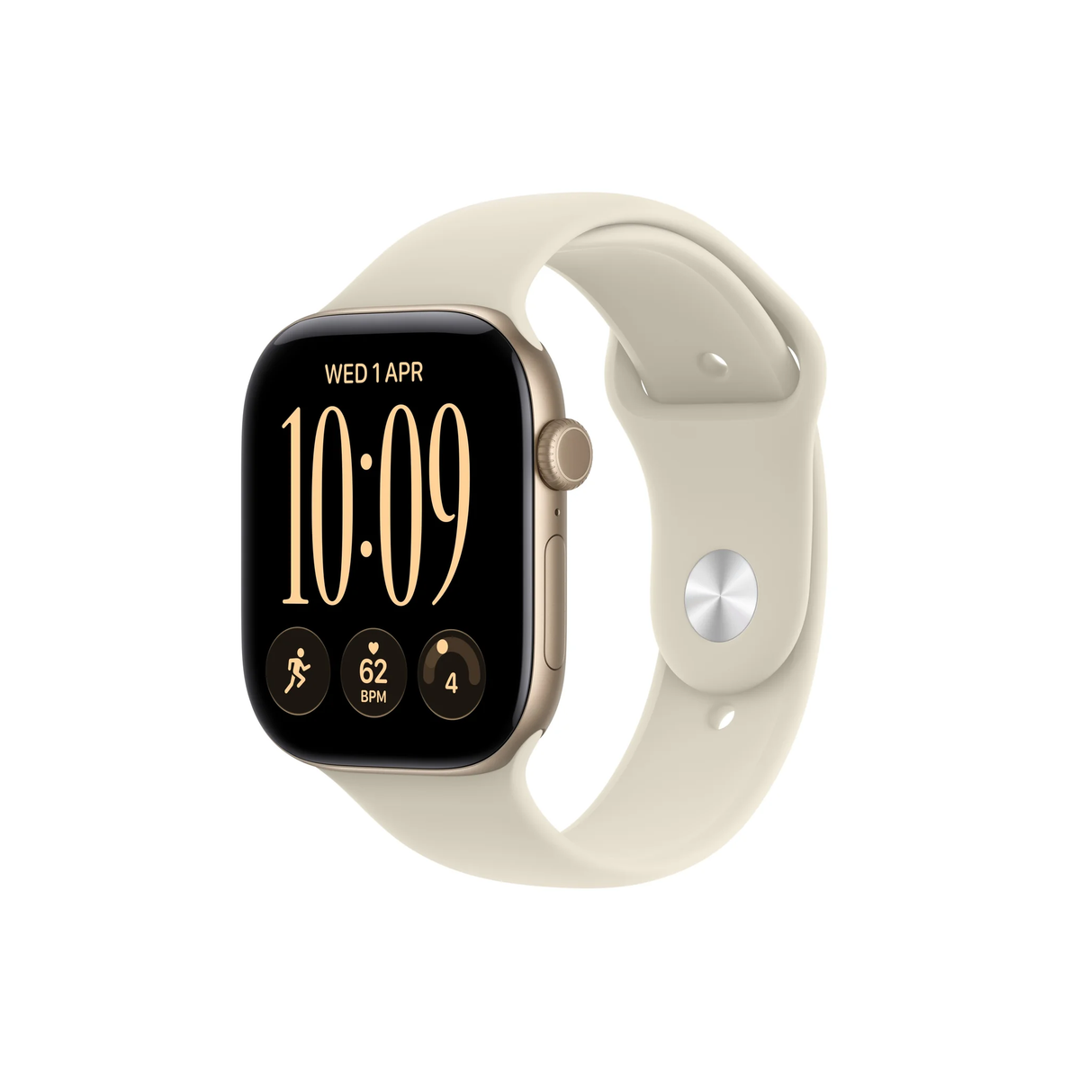 Apple Watch Series 12 GPS + Cellular 46mm Light Gold Aluminium Case With Sand Sport Band - M/L - Middle East