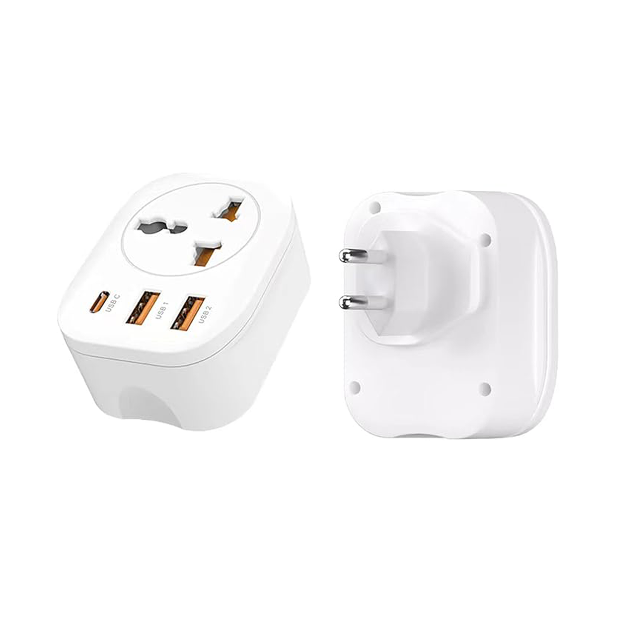 محول سفر من AU إلى EU بمقبس يو اس بي-سي 1 ويو اس بي-ايه 2 – ابيض