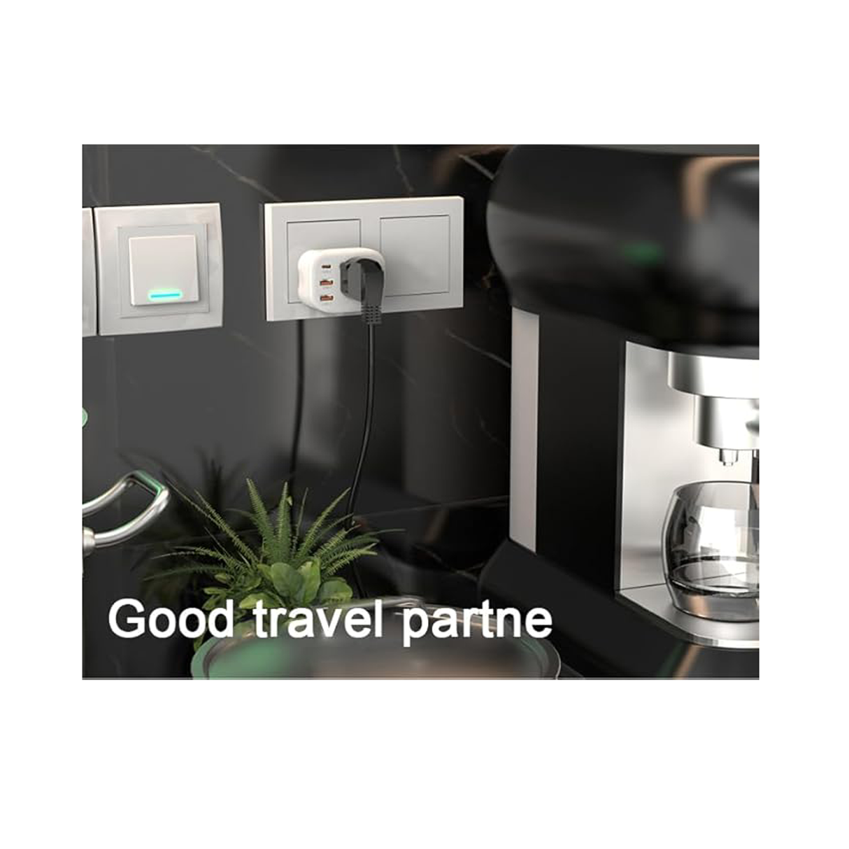 محول سفر من AU إلى EU بمقبس يو اس بي-سي 1 ويو اس بي-ايه 2 – ابيض