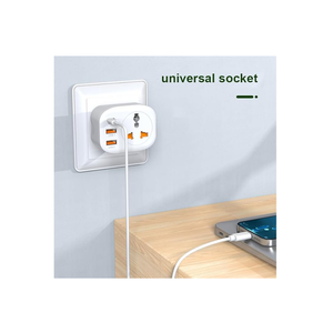 محول سفر من AU إلى EU بمقبس يو اس بي-سي 1 ويو اس بي-ايه 2 – ابيض