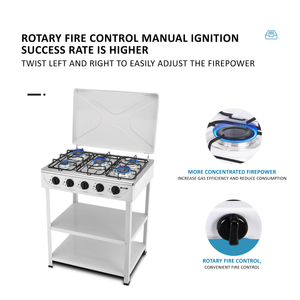 BOKO 5 Burner Portable Indoor & Outdoor Gas Stove Wth Iron Body, Wind Cover, and Independent 2.5KW Burner Control for Camping and Backyard Cooking