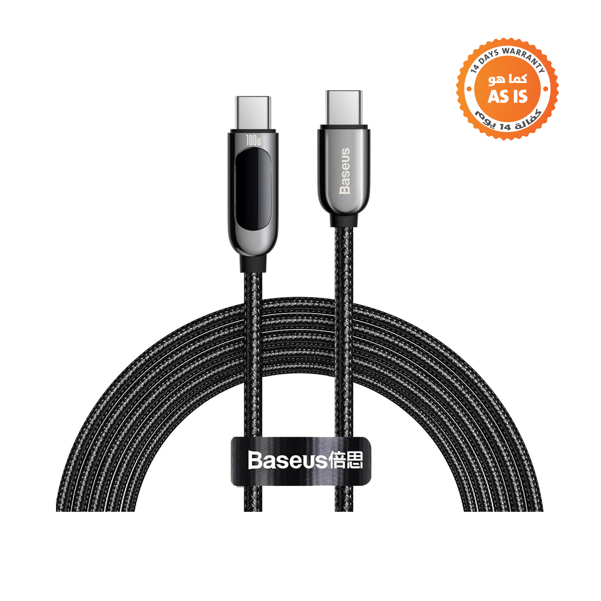 Baseus Display Fast Charging Data Cable Type-C To Type-C 100w 2m Black(e) - ASIS