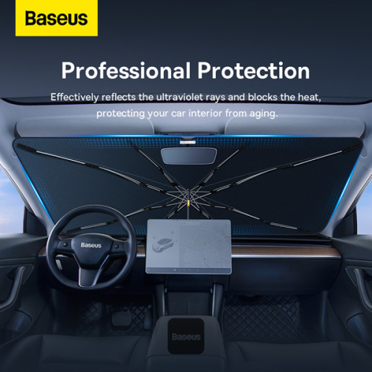 Baseus Coolride Windshield Sun Shade Umbrella Lite Small Black - ASIS