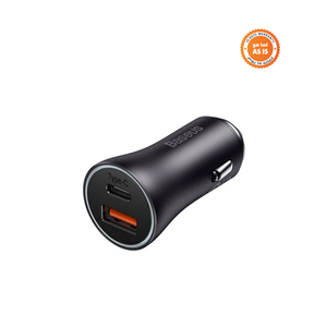Baseus Golden Contactor Max Dual Fast Charger Car Charger U+C 60W - Dark Gray - ASIS
