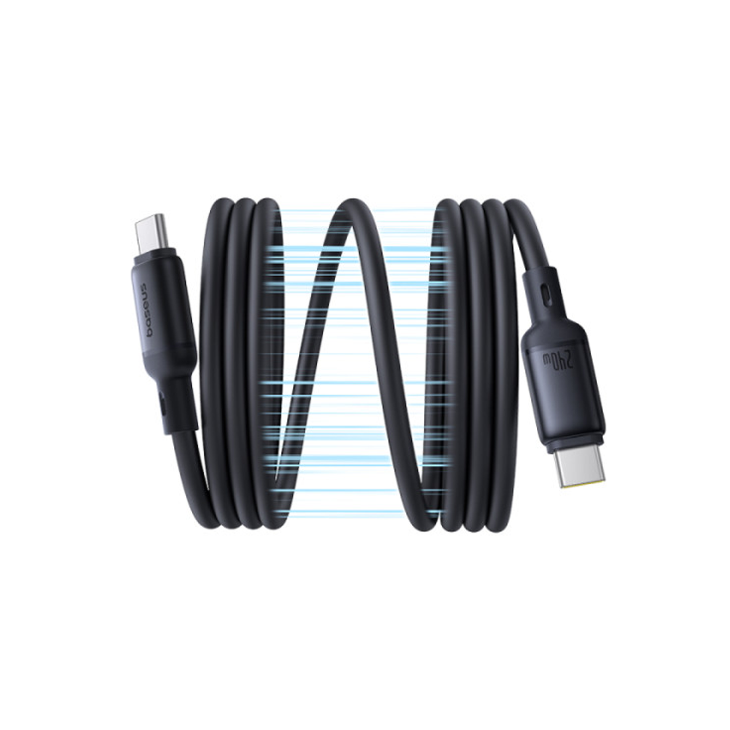Baseus PicoGo USB-C to USB-C Magnetic Liquid Silicone 240W Fast Charging Cable 1m - Cosmic Black - ASIS