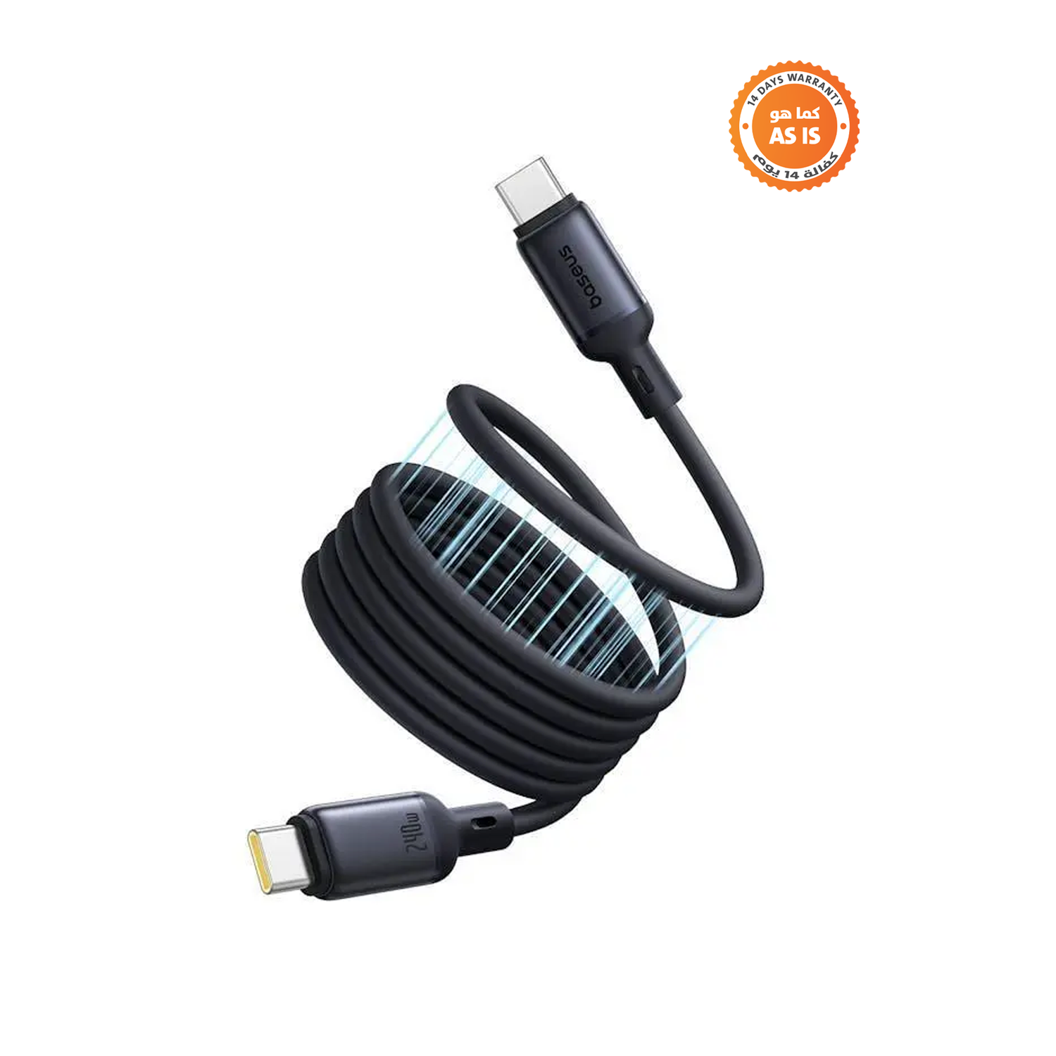 Baseus PicoGo USB-C to USB-C Magnetic Liquid Silicone 240W Fast Charging Cable 1m - Cosmic Black - ASIS