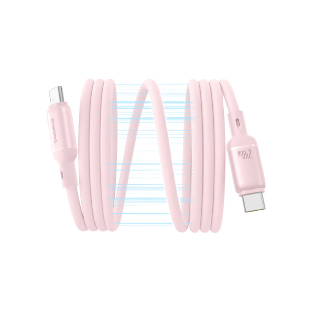 Baseus PicoGo USB-C to USB-C Magnetic Liquid Silicone 240W Fast Charging Cable 1m - Baby Pink - ASIS