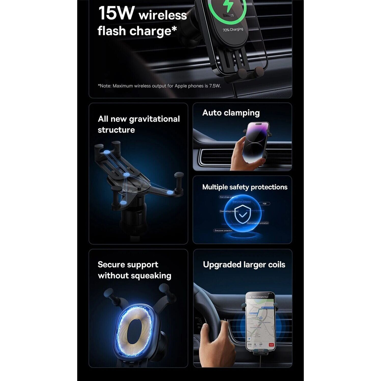 Baseus Stable Gravitational Wireless Charging Car Mount Pro 15w (air Outlet Version) Black - ASIS