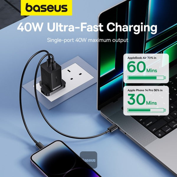 Baseus 2-Port USB-C 40W GaN Charger - Cluster Black - ASIS