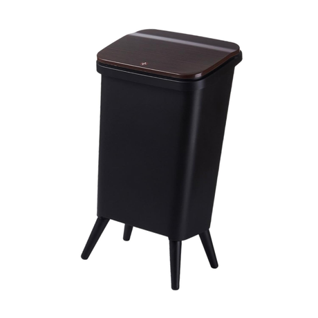 Plastic Trash Can with Lid 29×24×55 cm - Black