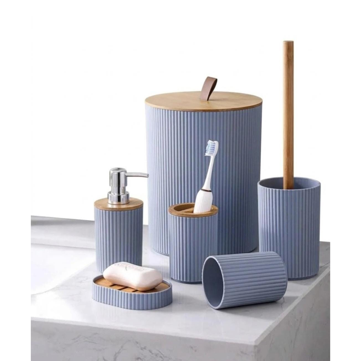 Bathroom Accessories Set  6 PCS - Grey