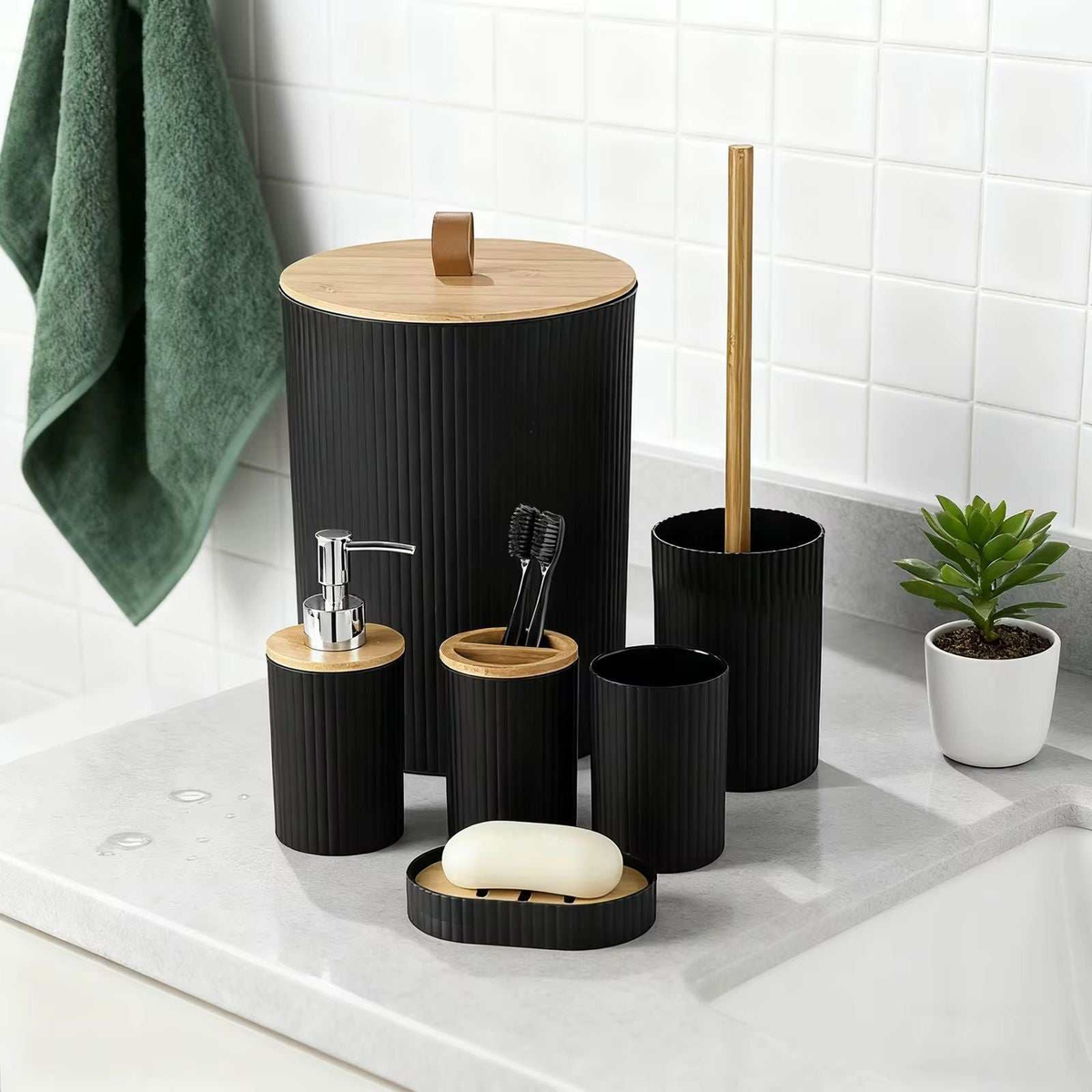 Bathroom Accessories Set  6 PCS - Black