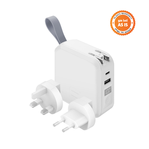 Bazic Goport Travel 1-Port Usb-C 1-Port Usb-A 10000mah Universal Wall Charger - White(e) - ASIS