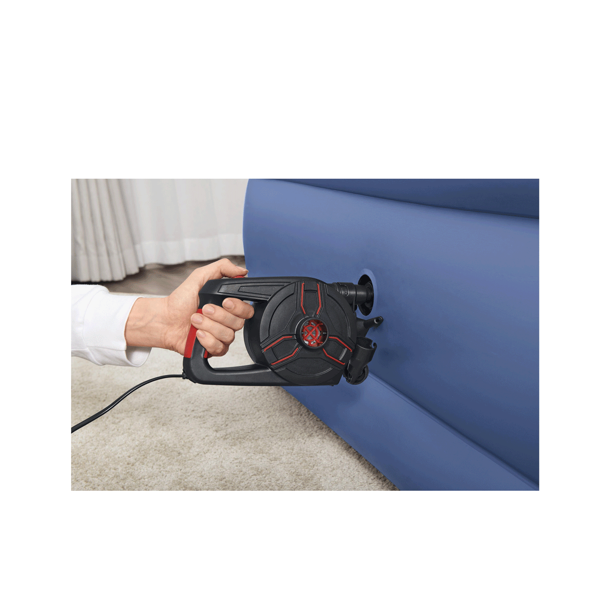 Bestway Powergrip Pro Ac Electric Air Pump (Power Pump, Flexible Hose,4 Sizes Of Safety Valve Adaptors,)