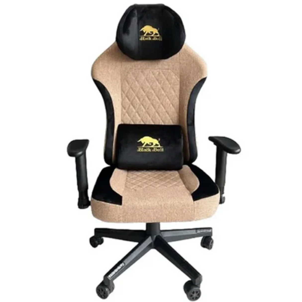 Black Bull Fabric Gaming Chair with Molded Headrest Up & Down - Black/Brown