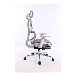 Black Bull Mesh Office and Gaming Chair with Footrest, Adjustable Headrest and 3D Armrest - White/Gray