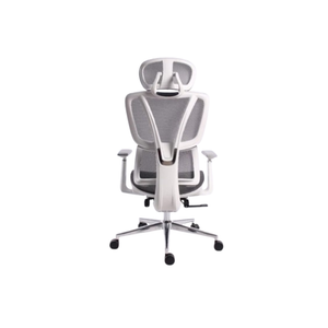 Black Bull Mesh Office and Gaming Chair with Footrest, Adjustable Headrest and 3D Armrest - White/Gray