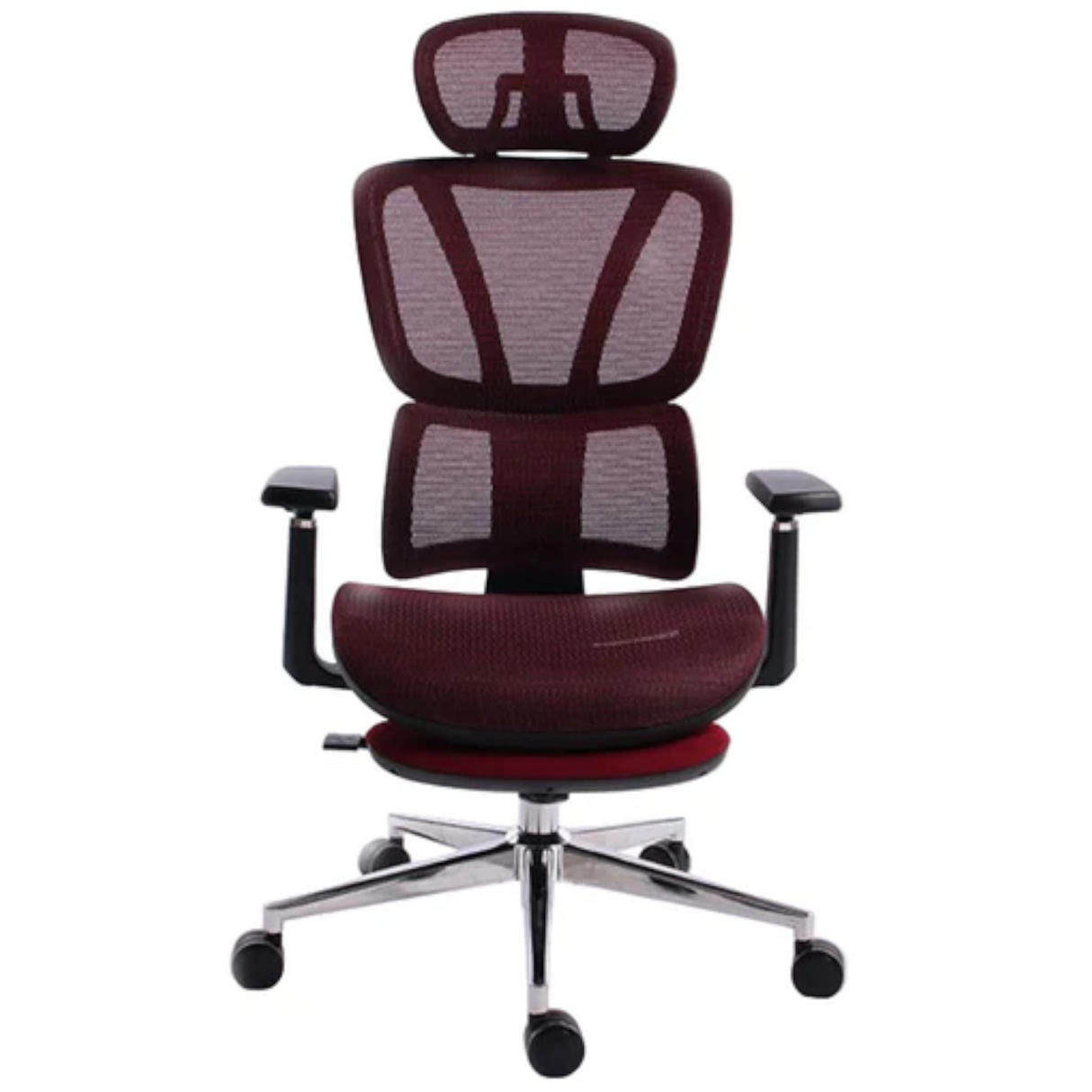 Black Bull Mesh Office and Gaming Chair with Footrest, Adjustable Headrest and 3D Armrest - Black/Red
